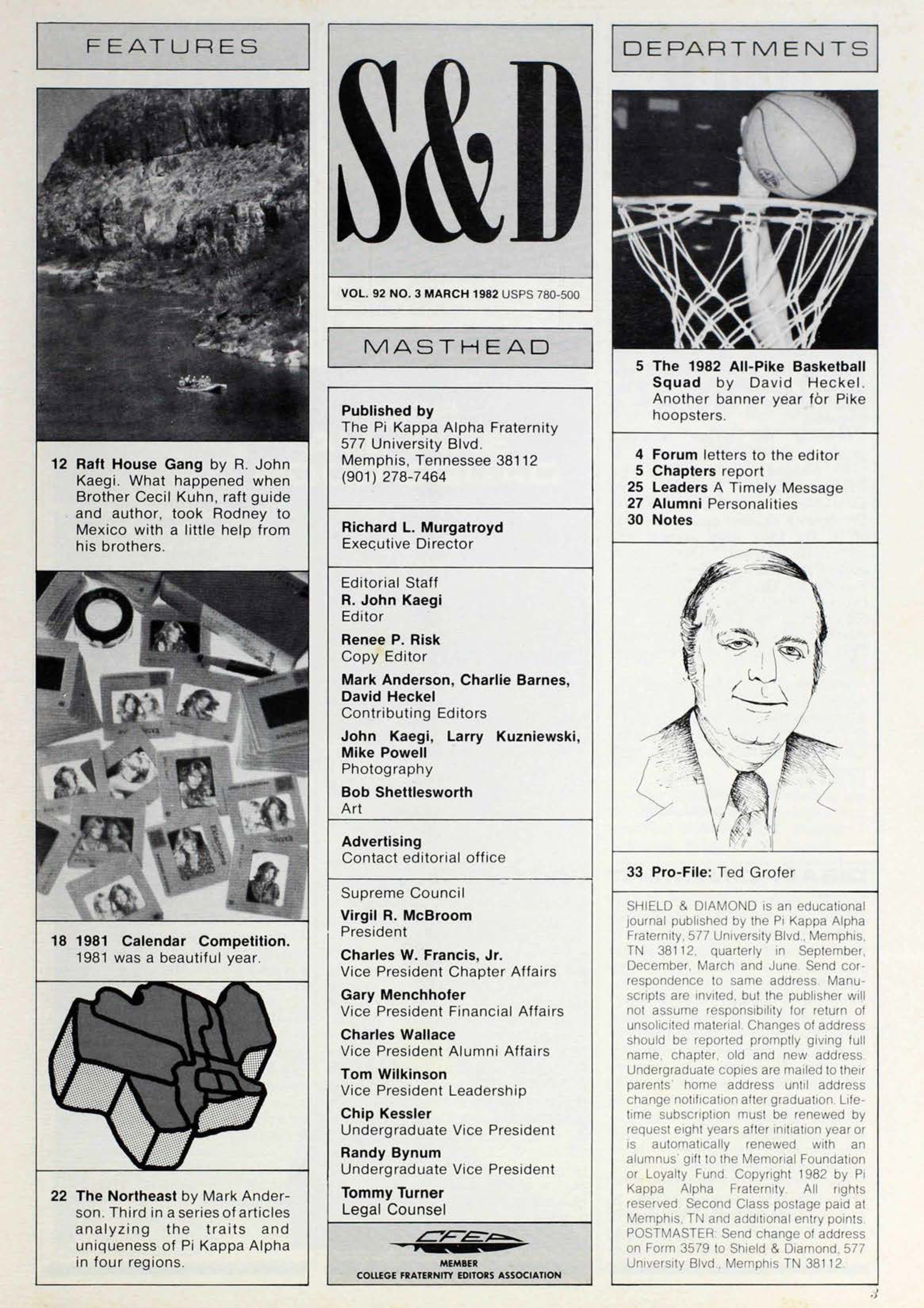 Shield & Diamond, Vol. 92, No. 3, Table Of Contents